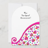 ROZE FUCHSIA WITTE ABSTRACTE DECO VIERKANTE MONOGR KAART (Achterkant)