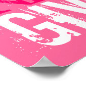 Roze Fuchsia & Witte Never Give Up Art Poster (Hoek)