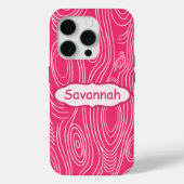 Roze Fuchsia Woodgrain Patroon Gepersonaliseerde i Case-Mate iPhone Case (Achterkant)