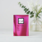 ROZE FUCHSIA ZIJDEN DOEK ,SQUARE MONOGRAM VISITEKAARTJE (Staand voorkant)