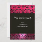 ROZE FUCHSIA ZWART DAMAST MONOGRAM ,helder wit Kaart (Achterkant)