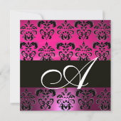 ROZE, FUCHSIA ZWART,PAARS DAMAST WIT MONOGRAM KAART (Voorkant)