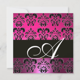 ROZE, FUCHSIA ZWART,PAARS DAMAST WIT MONOGRAM KAART