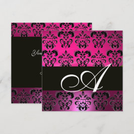 ROZE, FUCHSIA ZWART,PAARS DAMAST WIT MONOGRAM KAART