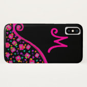 ROZE FUCHSIA ZWARTE ABSTRACTE DECO MONOGRAM Case-Mate iPhone CASE (Achterkant (horizontaal))