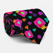 ROZE FUCHSIA ZWARTE ABSTRACTE DECO STROPDAS (Opgerold)
