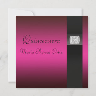 Roze Fuchsia Zwarte Quinceanera 15e verjaardagsfee Kaart