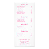Roze Fuchsiakleurige Moderne Hand Nagelsalon Prijs Reclamekaart (Achterkant)