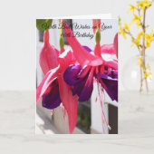 Roze Fuchsias Floral op maat 90e verjaardag Kaart (Gele Bloem)