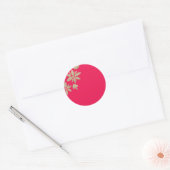 Roze fuchsievloeistof met gouden vonken ronde sticker (Envelop)