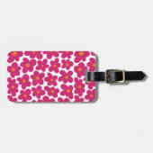 Roze Fun Bloempatroon Bagagelabel (Voorkant horizontaal)