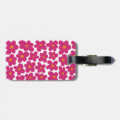 Roze Fun Bloempatroon Bagagelabel (Achterkant horizontaal)