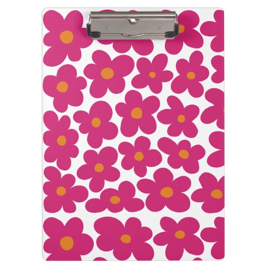 Roze Fun Bloempatroon Klembord (Voorkant)
