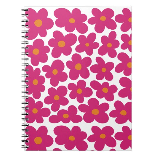 Roze Fun Bloempatroon Notitieboek (Voorkant)