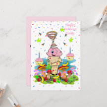 Roze FUN Cupcake Happy Verjaardag Uitnodiging
