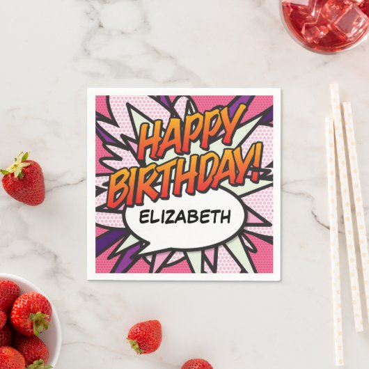 Roze Fun GEFELICITEERD Verjaardag Persoonlijk Servet (Insitu)