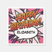 Roze Fun GEFELICITEERD Verjaardag Persoonlijk Servet (Voorkant)