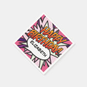 Roze Fun GEFELICITEERD Verjaardag Persoonlijk Servet (Hoek)