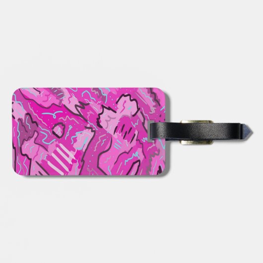 Roze! Fun met Abstracte kunst Bagagelabel (Achterkant horizontaal)