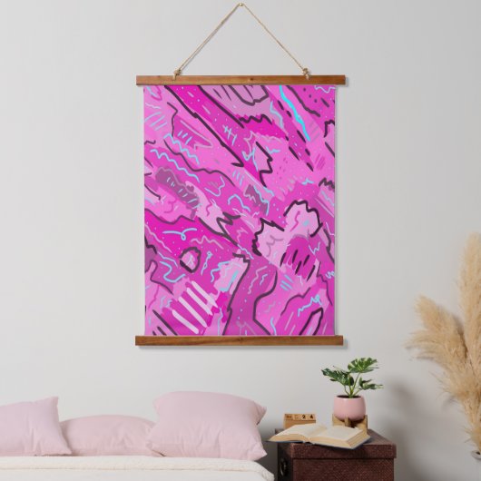 Roze! Fun met Abstracte kunst Hangend Wandkleed (Slaapkamer)