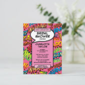 Roze Fun Moderne Bruiloft Comic Book Uitnodiging Briefkaart (Staand voorkant)