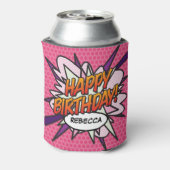 Roze Fun VERJAARDAG Persoonlijk Blikjeskoeler (Blikje Achterkant)