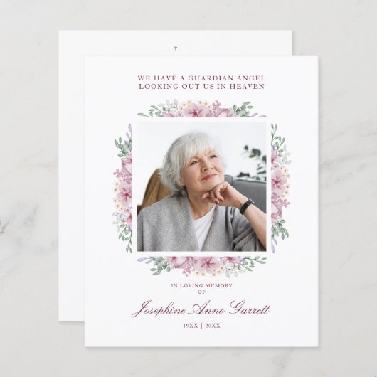 Roze Funeral Photo Herinnering Service Beste (Voorkant / Achterkant)