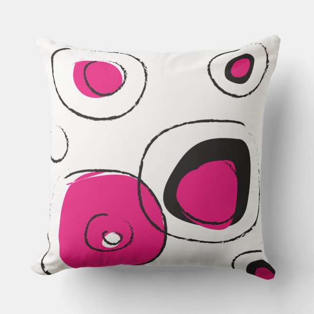 Roze FUNKY-STIPPEN ONTWERP-Sierkussen Kussen (Voorkant)