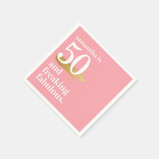 Roze Funny Fabulous 50th Birthday, op maat gesnede Servet (Hoek)