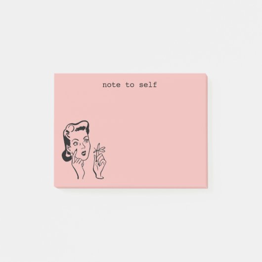 Roze Funny Retro Houseechtgenote Nota voor Zelf Post-it® Notes (Voorkant)