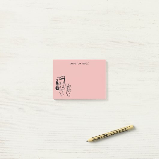Roze Funny Retro Houseechtgenote Nota voor Zelf Post-it® Notes (Op bureau)