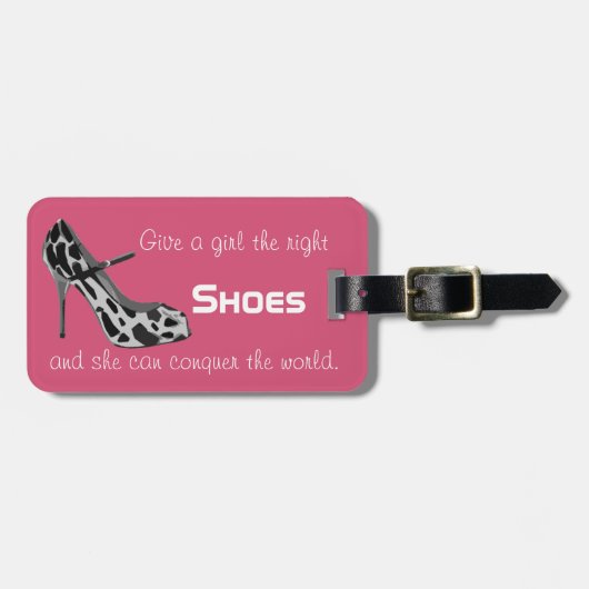 Roze  Funny Shoes Quote Bagagelabel (Voorkant horizontaal)
