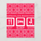 Roze Funny Shopaholic Eat Sleep Shop Promotie Flyer (Achterkant)