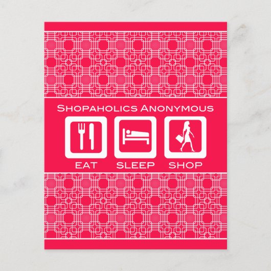 Roze Funny Shopaholic Eat Sleep Shop Promotie Flyer (Voorkant)