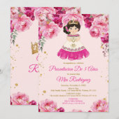 Roze Fuschia Bloemen Presentación de Tres Años Kaart (Voorkant / Achterkant)