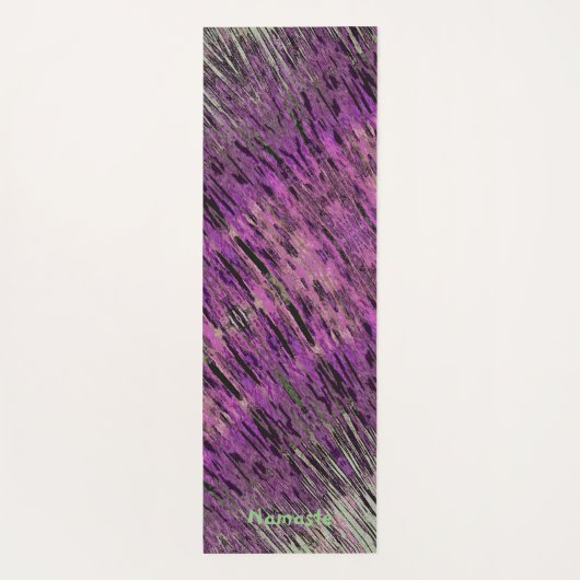 Roze Fuschia Paars en Groen Abstract Yoga Mat (Achterkant)