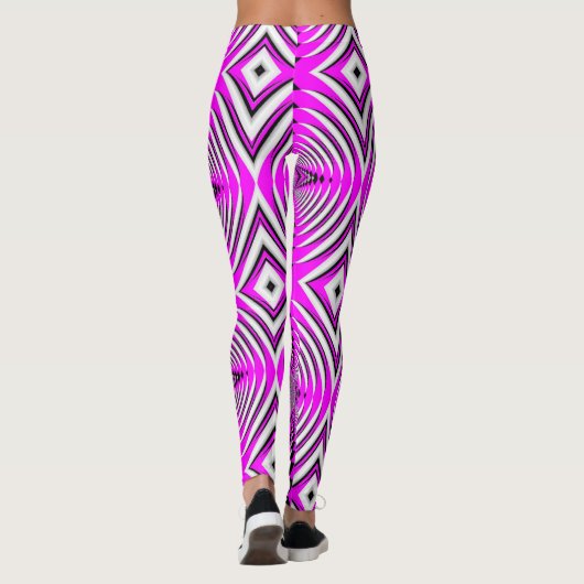 Roze Fuschia Pattern Handmade Yoga Pants Leggings (Achterkant)