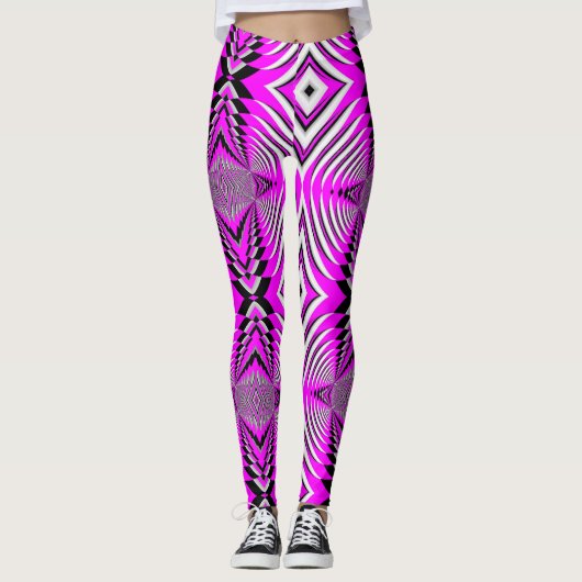 Roze Fuschia Pattern Handmade Yoga Pants Leggings (Voorkant)