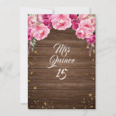 Roze Fuschia Schattige Meisje Quinceañera Rustiek  Kaart (Achterkant)