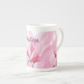 Roze Fusie-Waterverf, monogrammen Porselein Kop (Voorkant rechts)