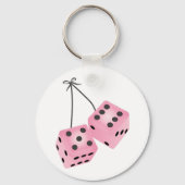 Roze Fuzzy Dice Sleutelhanger (Voorkant)