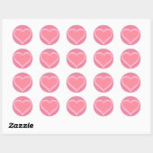 Roze Fuzzy Hart  Ronde Sticker (Vel)