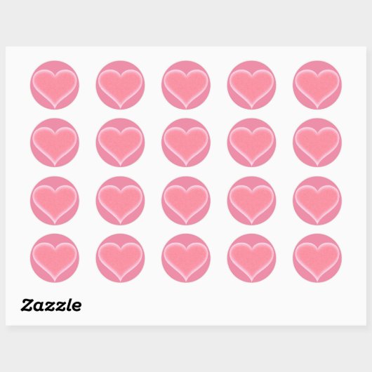 Roze Fuzzy Hart  Ronde Sticker (Vel)