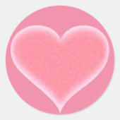 Roze Fuzzy Hart  Ronde Sticker (Voorkant)