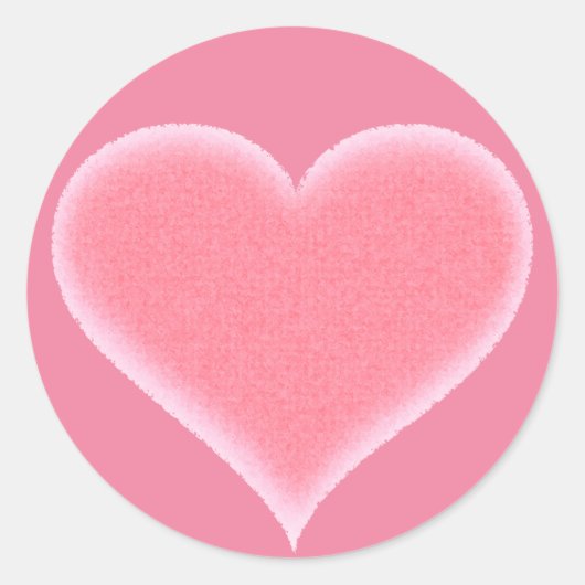 Roze Fuzzy Hart  Ronde Sticker (Voorkant)