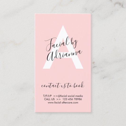 Roze fysieke afdrukbare gezichtsscherpte nazorg visitekaartje (Voorkant)