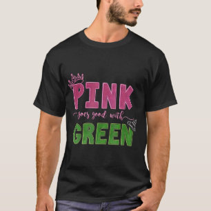 Roze gaat goed met groen t-shirt