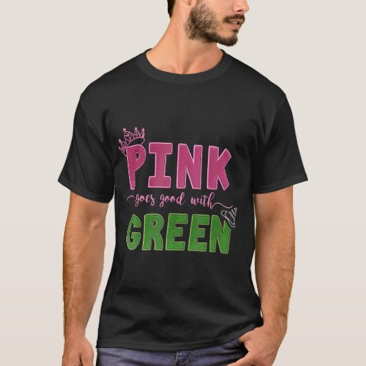Roze gaat goed met groen t-shirt (Voorkant)