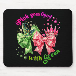 Roze gaat goed met groene grappige Halloween-heks Muismat
