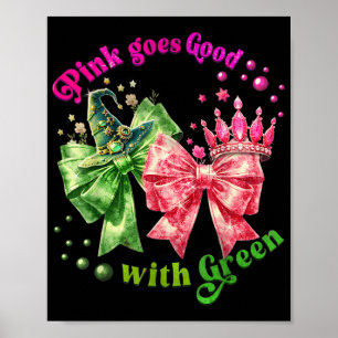 Roze gaat goed met groene grappige Halloween-heks Poster